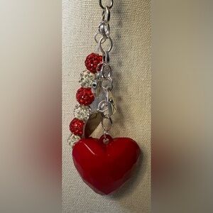 Handmade Upcycled Red Heart Purse Charm